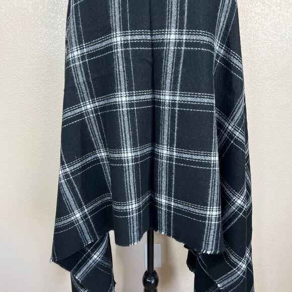 Zara Black Plaid Long Scarf Shawl Super Soft Long Thin Scarf Preppy baddie work - Picture 13 of 16